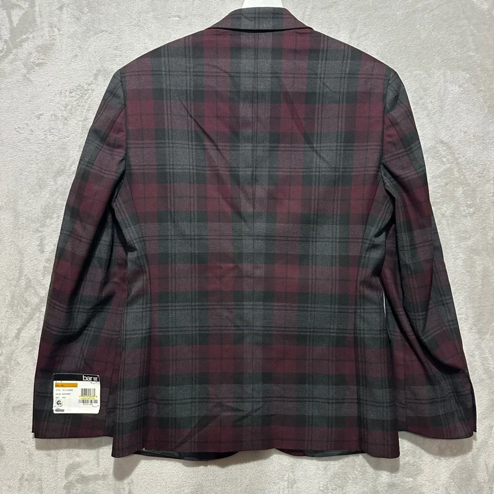 Bar III Men 36S Slim Fit Burgundy Plaid Blazer Sport Coat TELL1CJZ0040 NWT